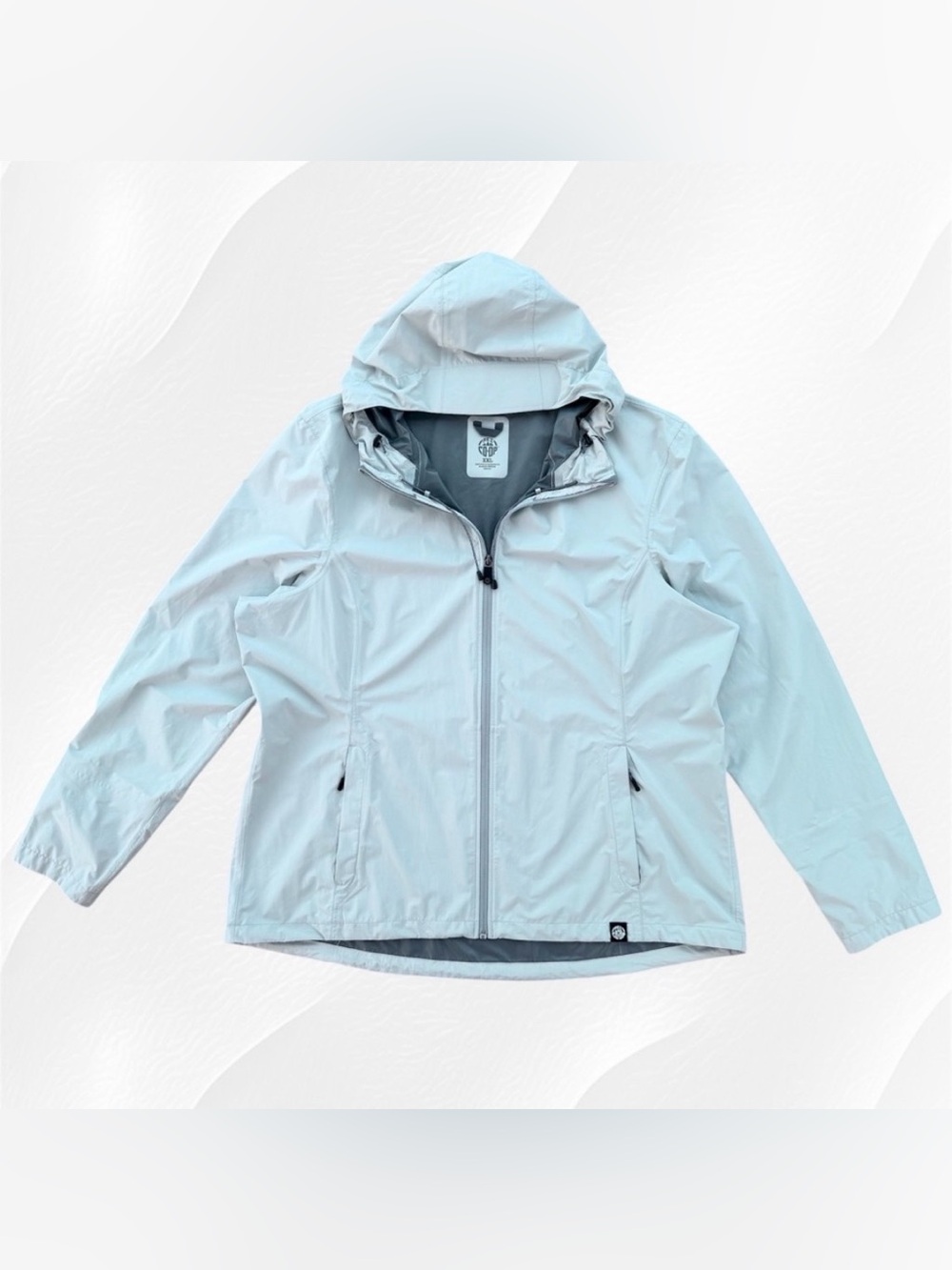 REI CO-OP Light Gray Hooded Zip Front Lightweight Rain Jacket ~ Women’s XXL